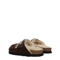 Palm Angels Braune Lederpantoffeln Sandalen