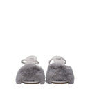 Fendi Graue Nerzpantoffeln Sandalen