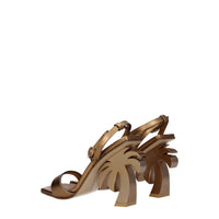 Palm Angels Goldfarbene Leder-Plateaus