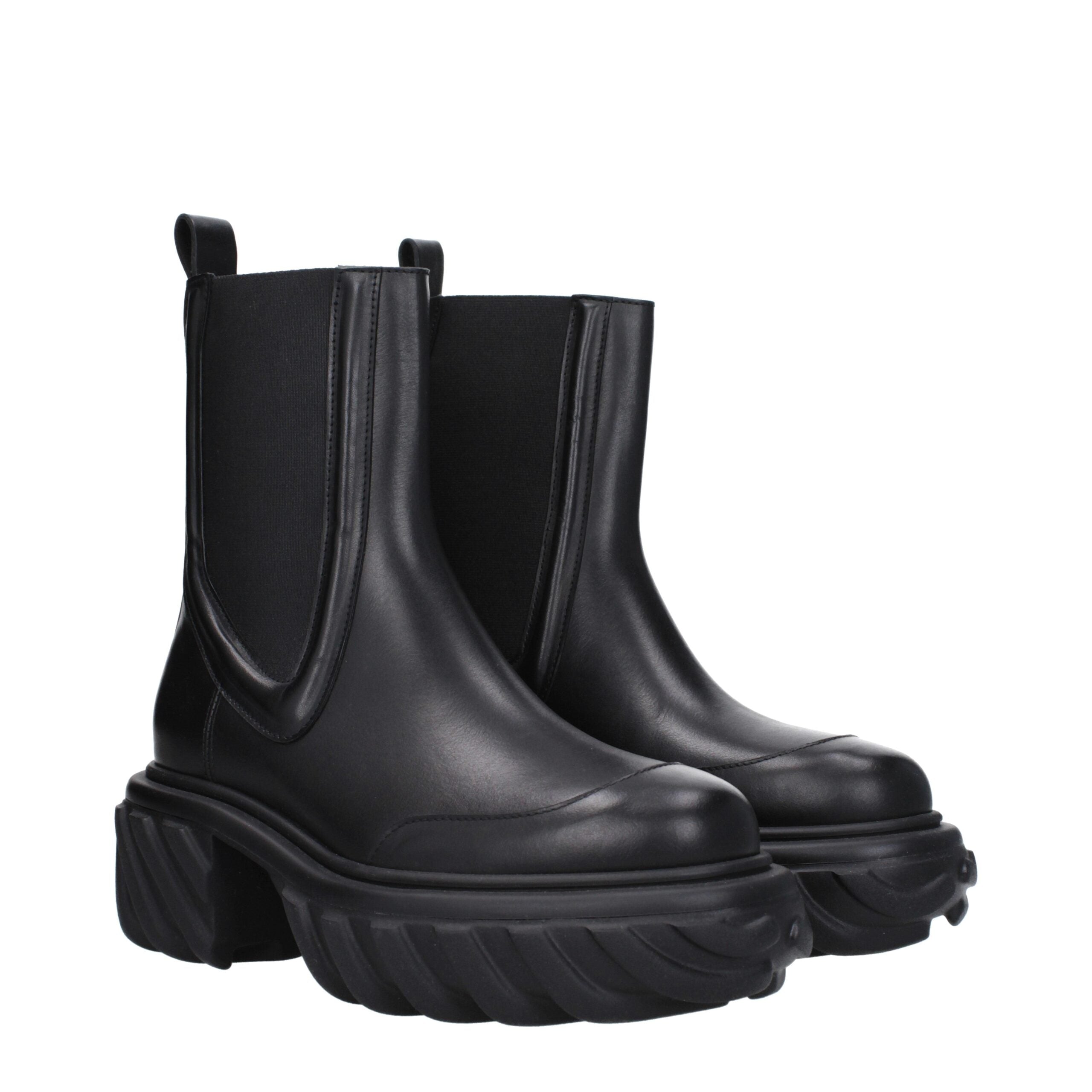 Off-White Schwarze Lederstiefeletten