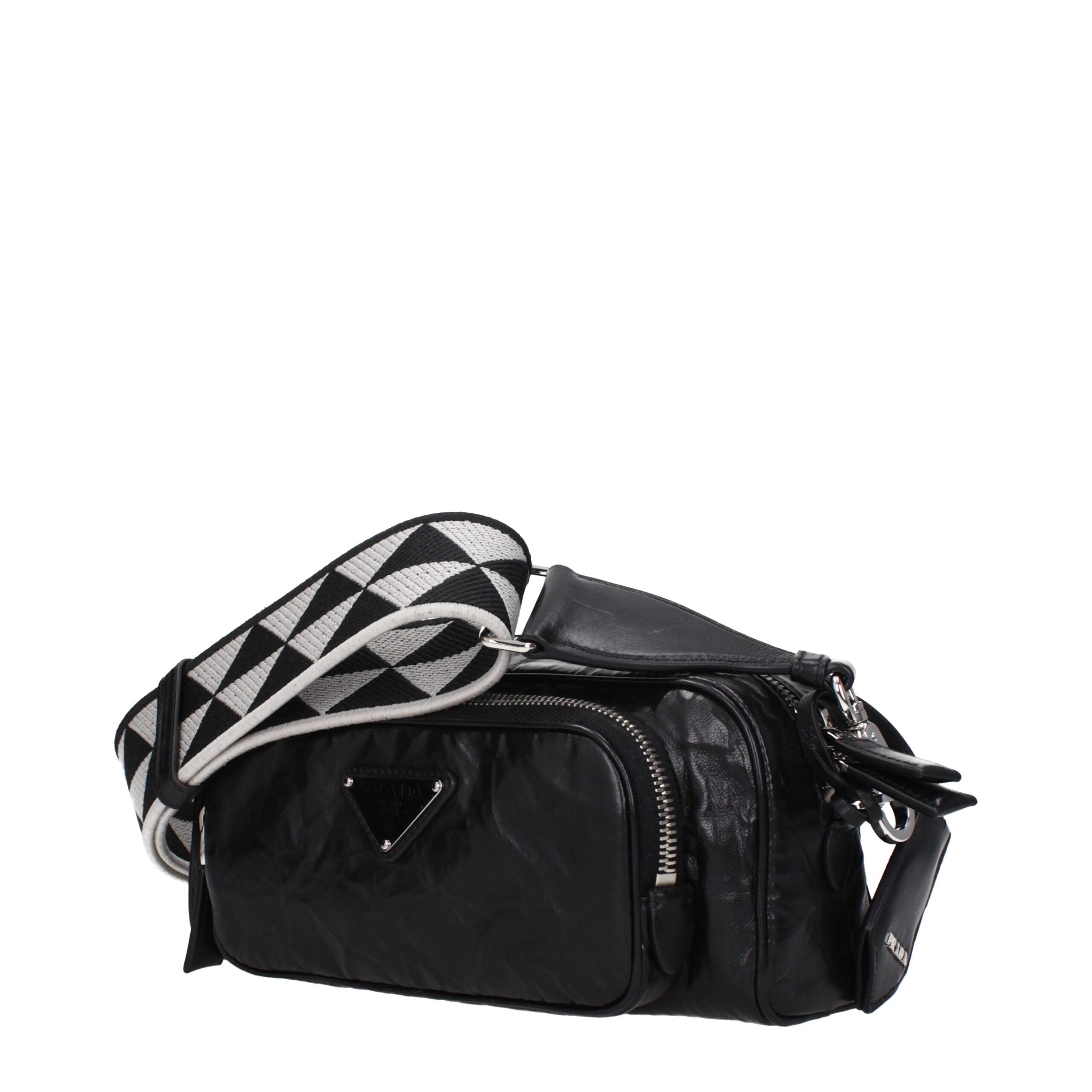 Prada Schwarze Leder-Umhängetasche