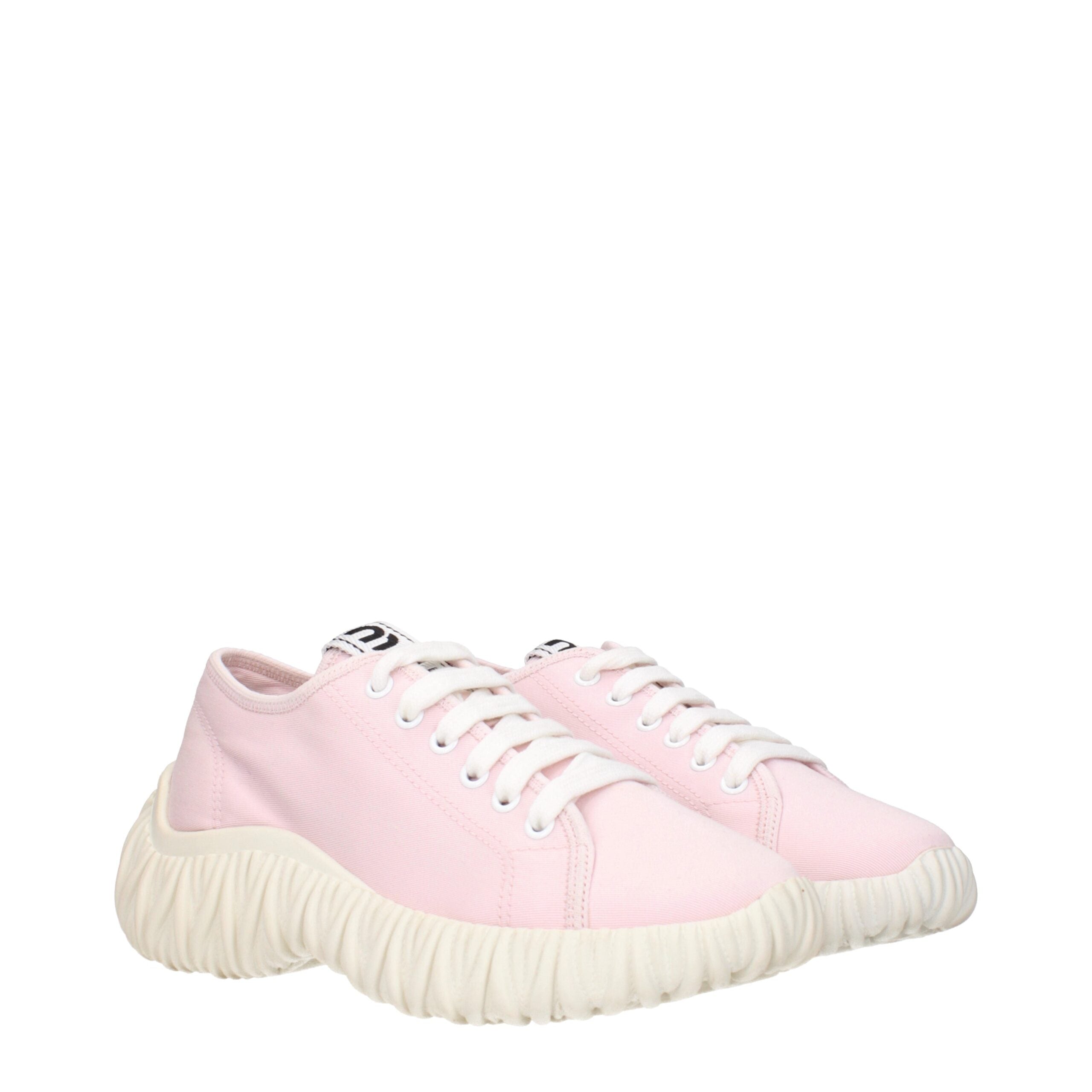 Miu Miu Rosa Stoff-Sneaker mit niedrigem Schaft