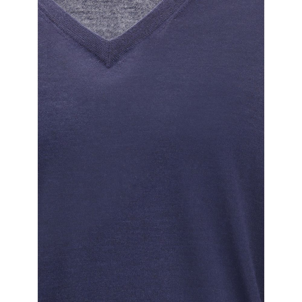 Brunello Cucinelli Blauer Kaschmir-Pullover aus reinem Kaschmir