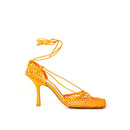 Bottega Veneta Orangefarbene Pumps aus Stoff und Leder