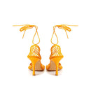 Bottega Veneta Orangefarbene Pumps aus Stoff und Leder