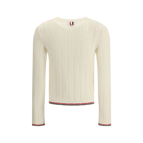 Thom Browne Wollpullover aus Fleece in Creme