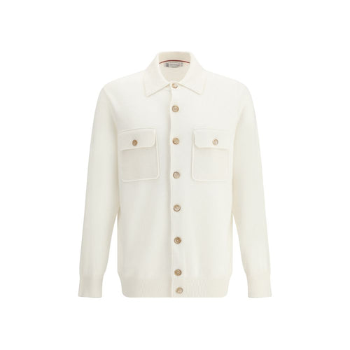 Brunello Cucinelli cashmere cardigan in pure white
