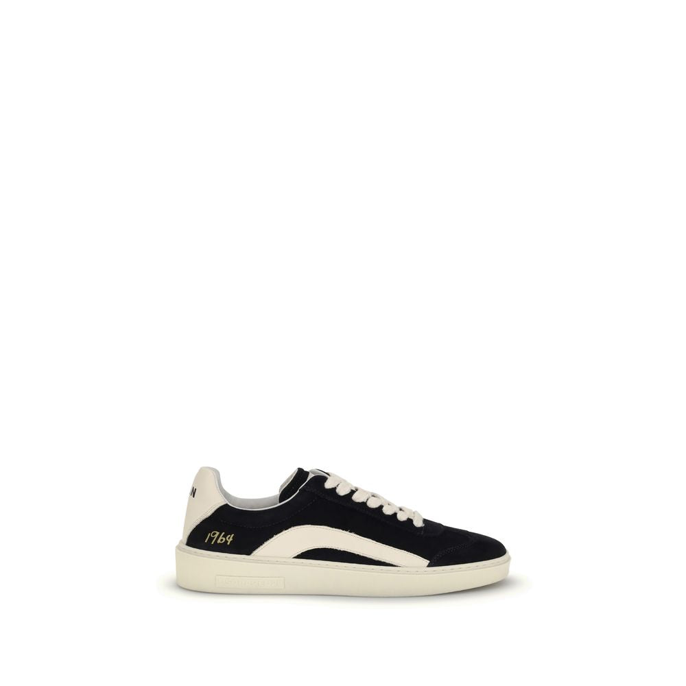 Dsquared² Schwarze Low-Top-Sneaker aus Kalbsleder Bos Taurus