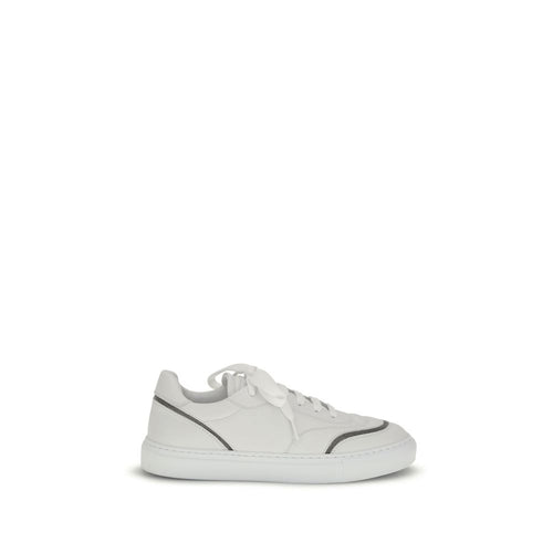 Brunello Cucinelli White Calfskin Bos Taurus Low-Top Sneakers