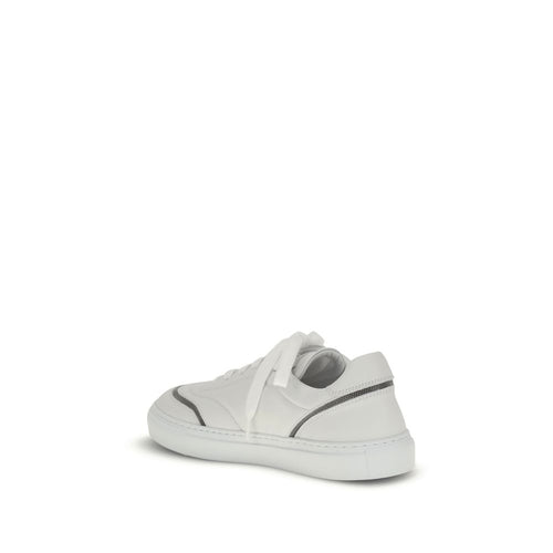 Brunello Cucinelli White Calfskin Bos Taurus Low-Top Sneakers