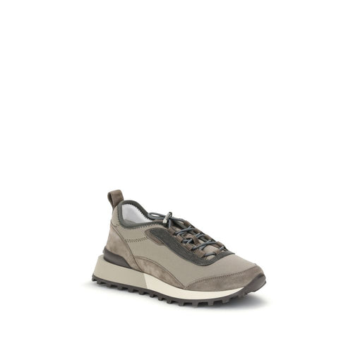 Brunello Cucinelli brown leather sneakers in a sporty style