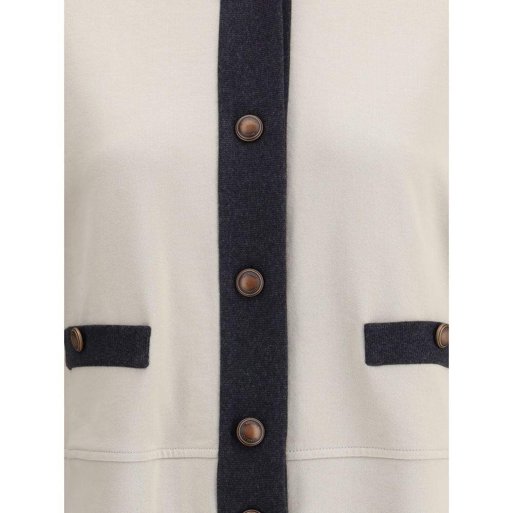 Brunello Cucinelli Grauer Baumwoll-Cardigan