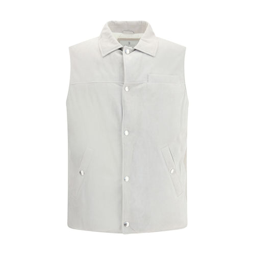 Brunello Cucinelli Grey Leather Jacket