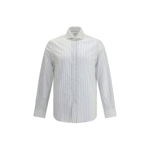 Brunello Cucinelli patterned cotton shirt in white