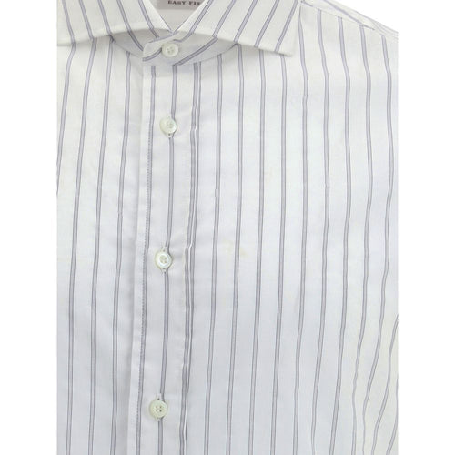 Brunello Cucinelli patterned cotton shirt in white