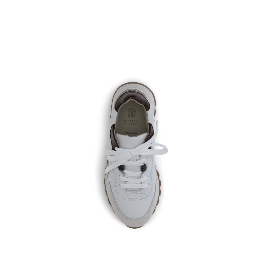 Brunello Cucinelli White Leather Sneakers for Sports and Leisure