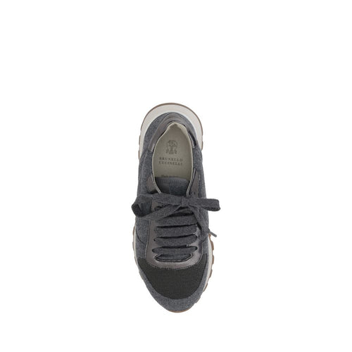 Brunello Cucinelli Graue Woll-Sneaker aus Fleece