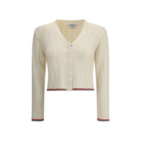 Thom Browne Strickjacke aus Wollfleece in Creme