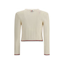 Thom Browne Strickjacke aus Wollfleece in Creme