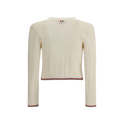 Thom Browne Strickjacke aus Wollfleece in Creme