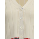 Thom Browne Strickjacke aus Wollfleece in Creme