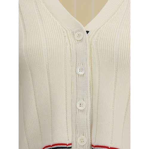 Thom Browne Strickjacke aus Wollfleece in Creme