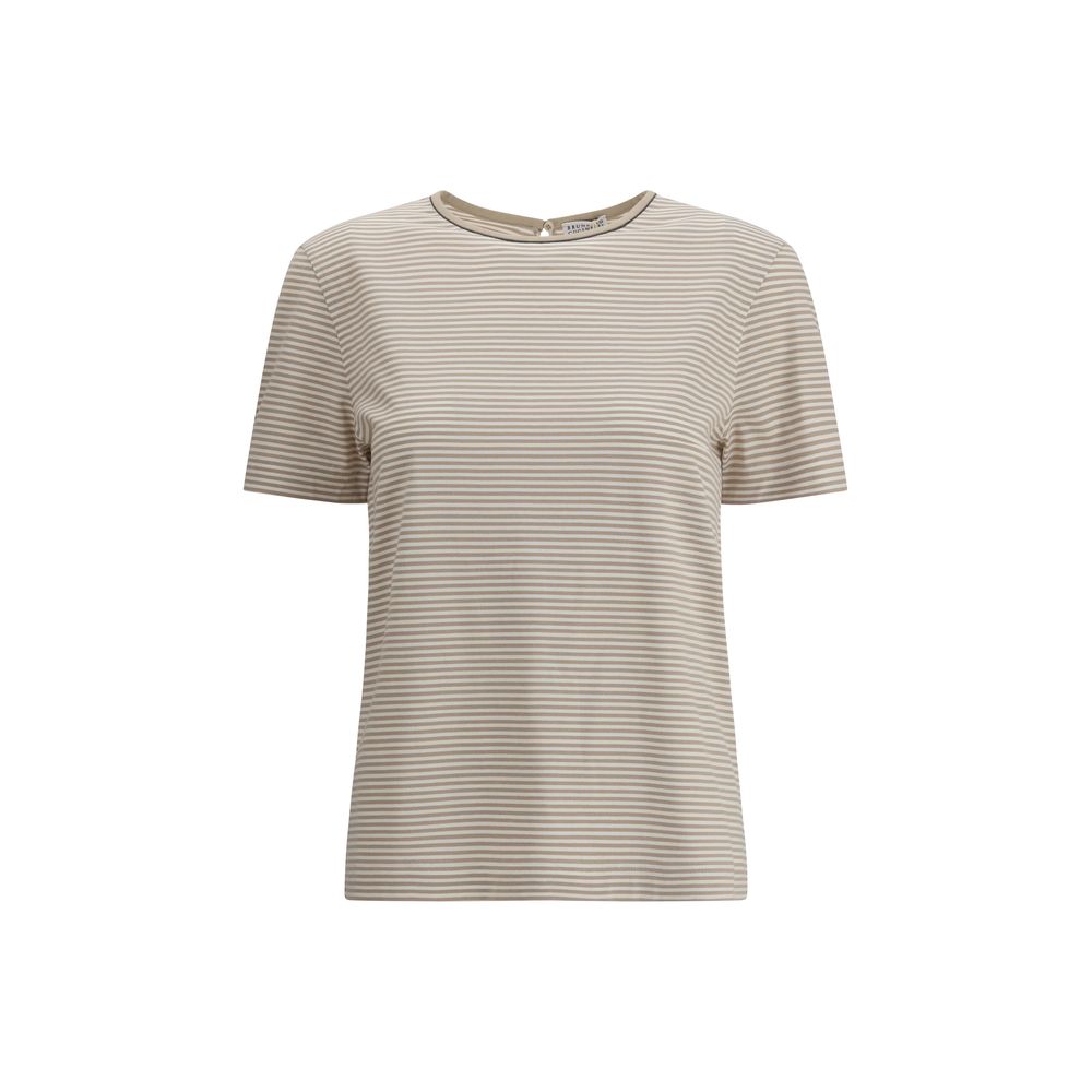 Brunello Cucinelli Beigefarbenes Baumwoll-T-Shirt
