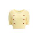Alessandra Rich Gelber Mohair-Sweatshirt