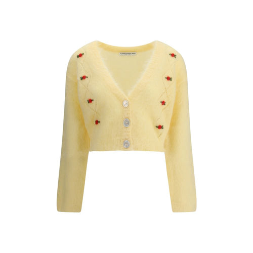 Alessandra Rich Gelber Mohair-Cardigan
