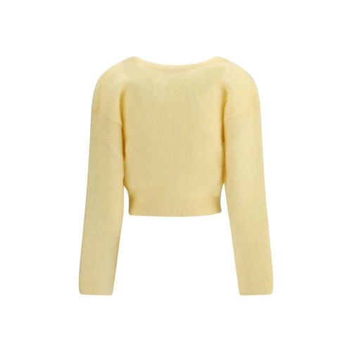Alessandra Rich Gelber Mohair-Cardigan