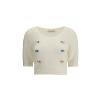 Alessandra Rich Weißes Mohair-Sweatshirt
