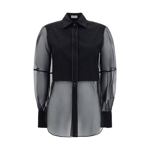 Brunello Cucinelli Black patterned cotton shirt