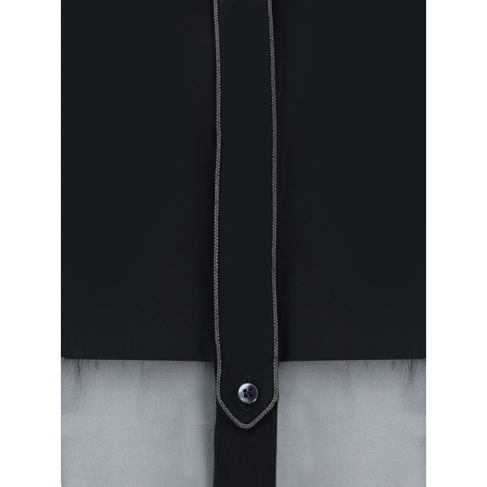 Brunello Cucinelli Black patterned cotton shirt