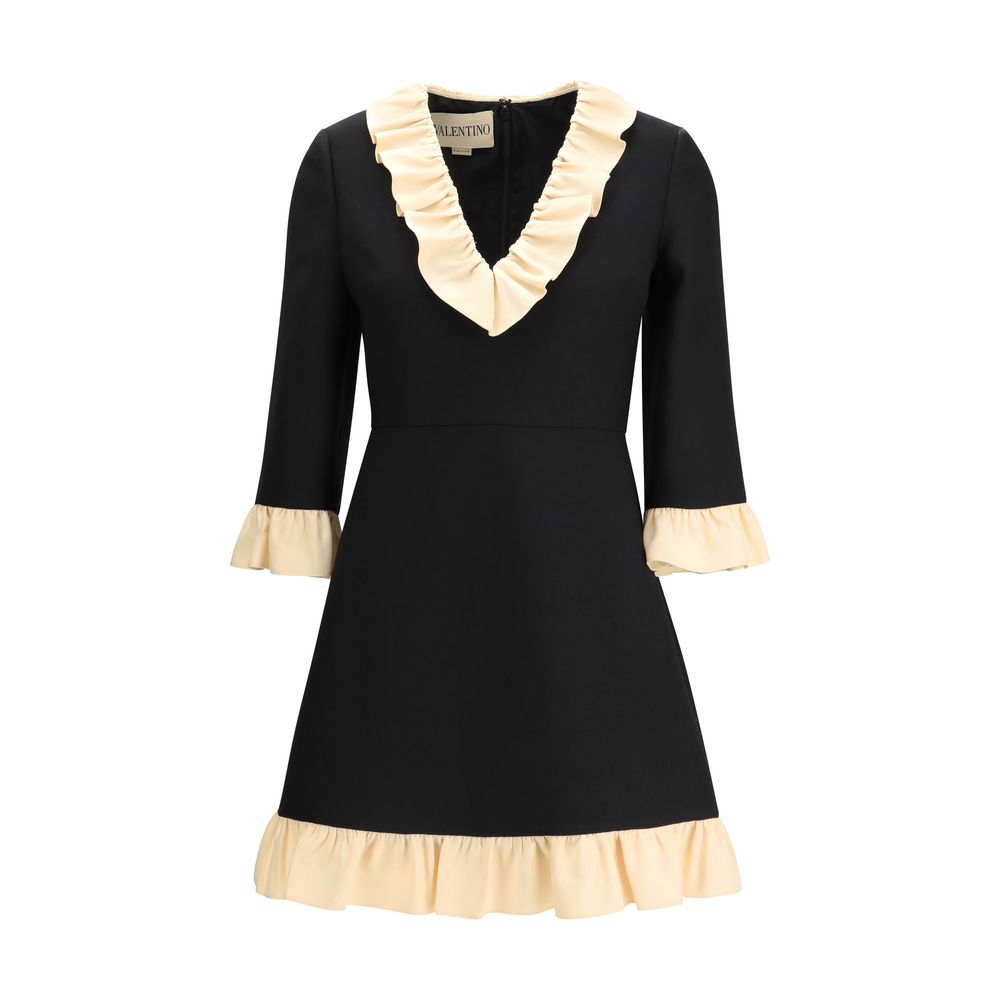 Valentino Schwarzes Cocktailkleid aus Wollfleece