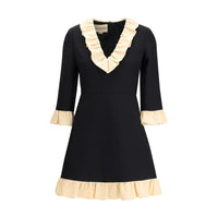 Valentino Schwarzes Cocktailkleid aus Wollfleece