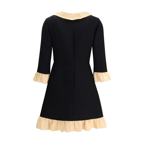 Valentino Schwarzes Cocktailkleid aus Wollfleece