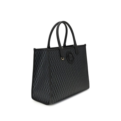 Versace Schwarze Baumwoll-Handtasche