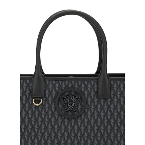 Versace Schwarze Baumwoll-Handtasche