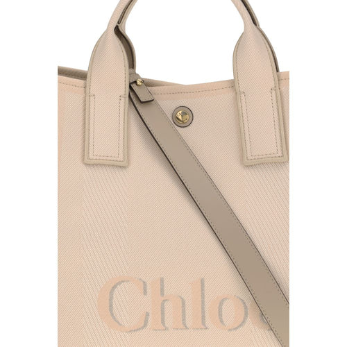 Chloé Beigefarbene Baumwollhandtasche