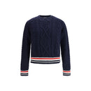 Thom Browne Blauer Fleece-Wollpullover