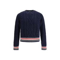 Thom Browne Blauer Fleece-Wollpullover