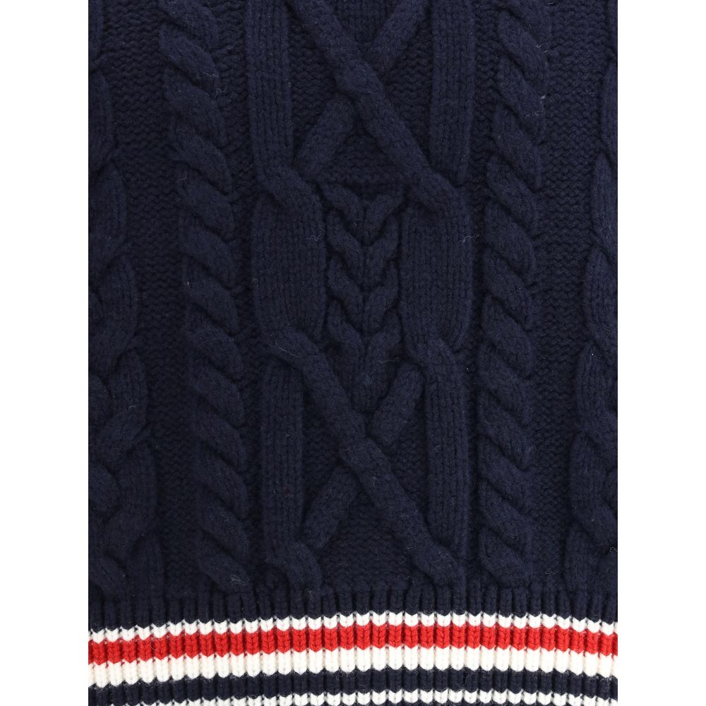 Thom Browne Blauer Fleece-Wollpullover