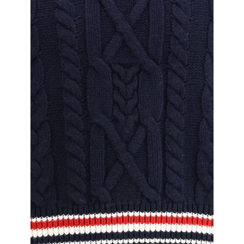 Thom Browne Blauer Fleece-Wollpullover