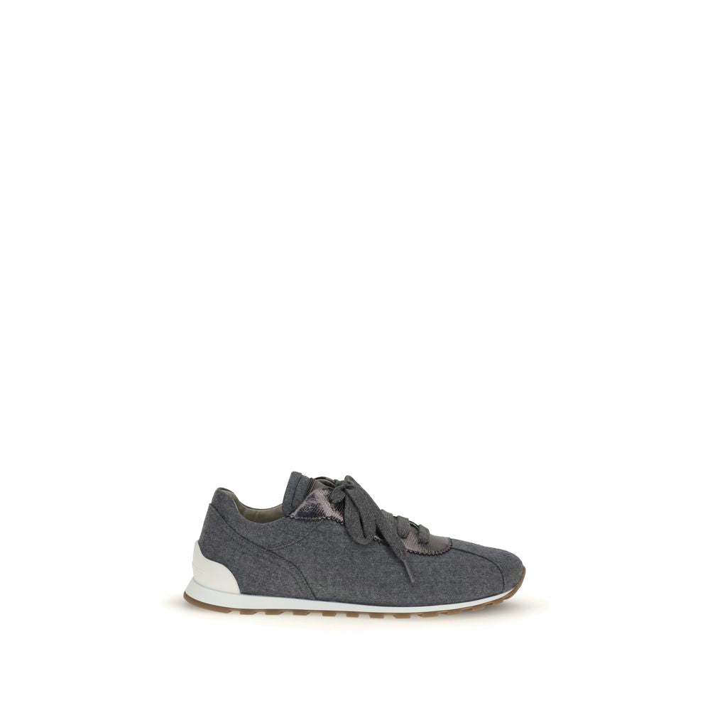 Brunello Cucinelli Graue Woll-Fleece-Sneaker
