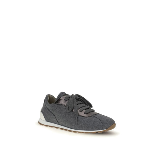 Brunello Cucinelli Graue Woll-Fleece-Sneaker