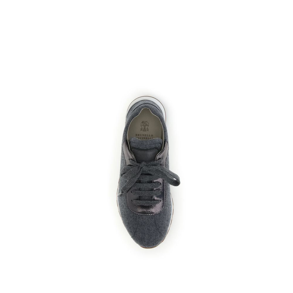 Brunello Cucinelli Graue Woll-Fleece-Sneaker