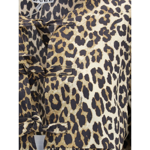 Ganni Baumwollhemd mit Muster in Multicolor