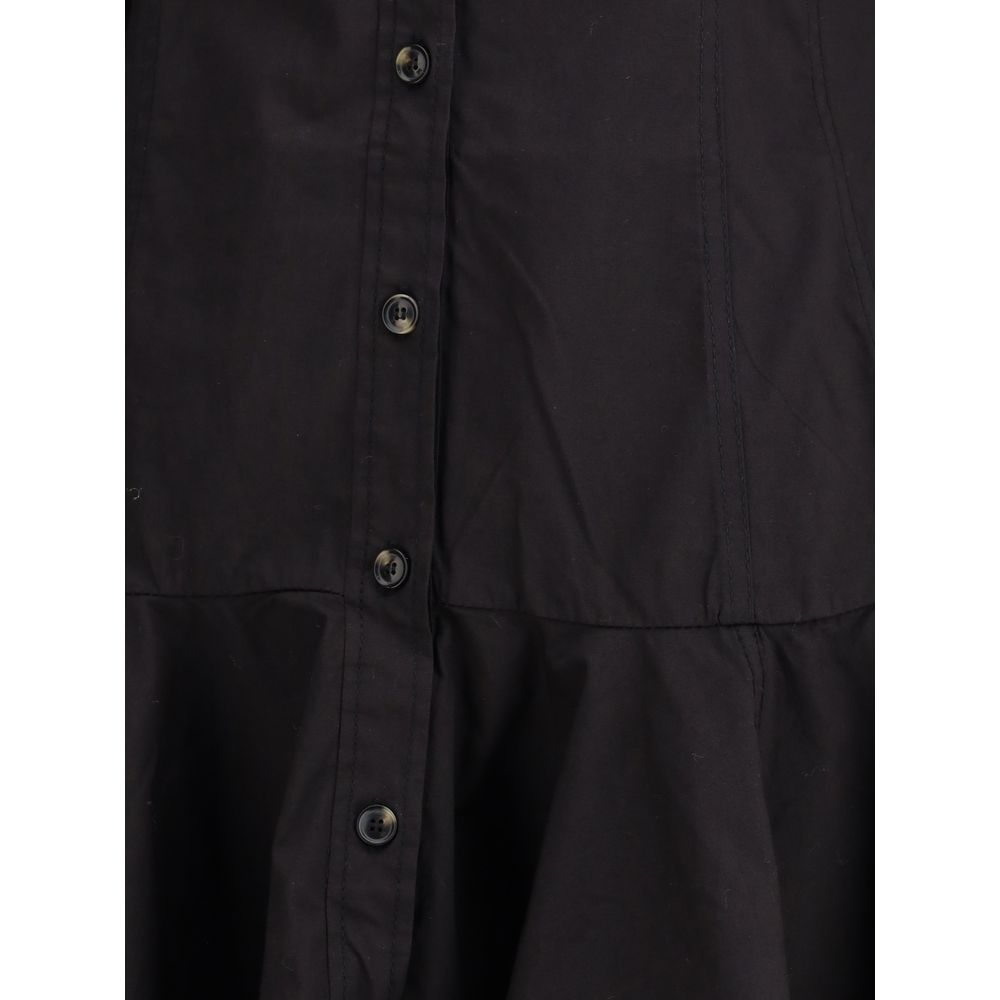 Ganni Schwarzes Baumwoll-Freizeitkleid