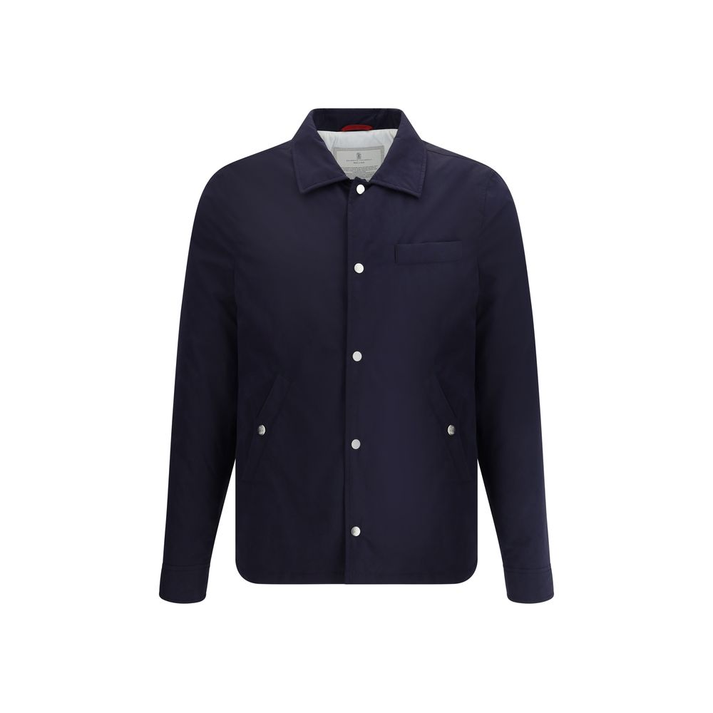 Brunello Cucinelli Vollständig gefütterte Nylonjacke in Blau