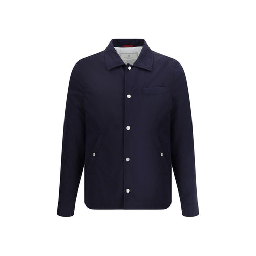 Brunello Cucinelli Vollständig gefütterte Nylonjacke in Blau